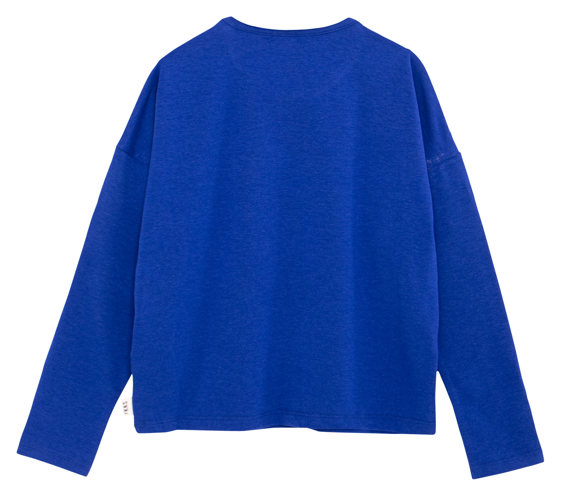 Tee-shirt col rond droit en coton mélangé sérigraphié | Bleu