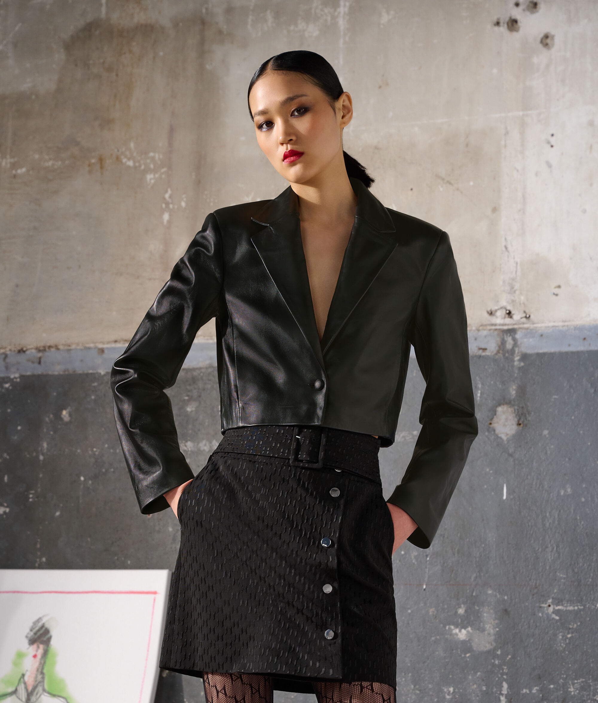 VESTE EN CUIR SIGNATURE KARL