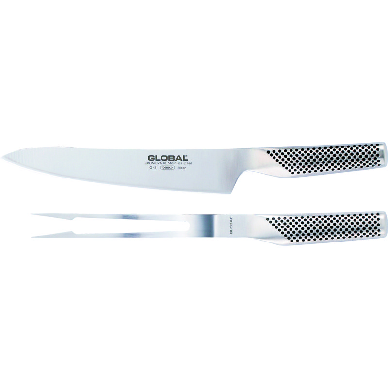 Couteau à gigot 21 cm et fourchette à viande Global Série G
