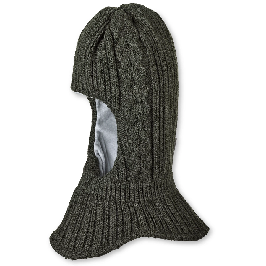 Sterntaler Schal-Strickmütze Zopf dunkelgrün