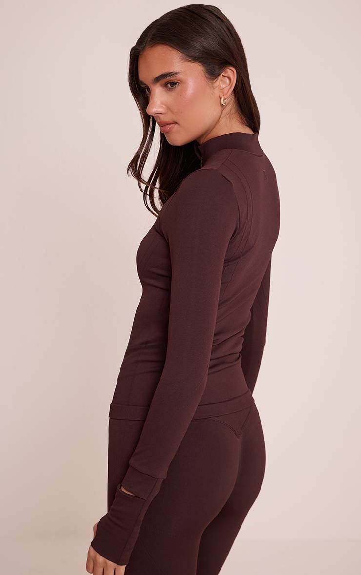 Chocolat Veste De Sport Plt Sans Couture Avec Détails De Coutures