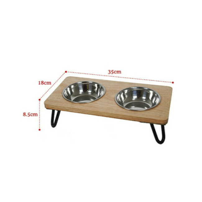 Gamelle double Wooden Double Dinner sur support