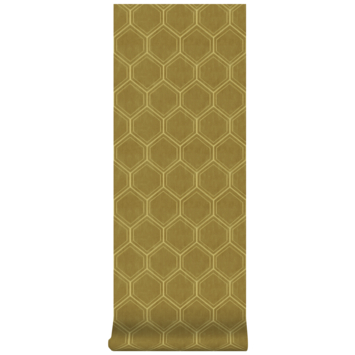Vliesbehang hexagon oker (dessin 103976)