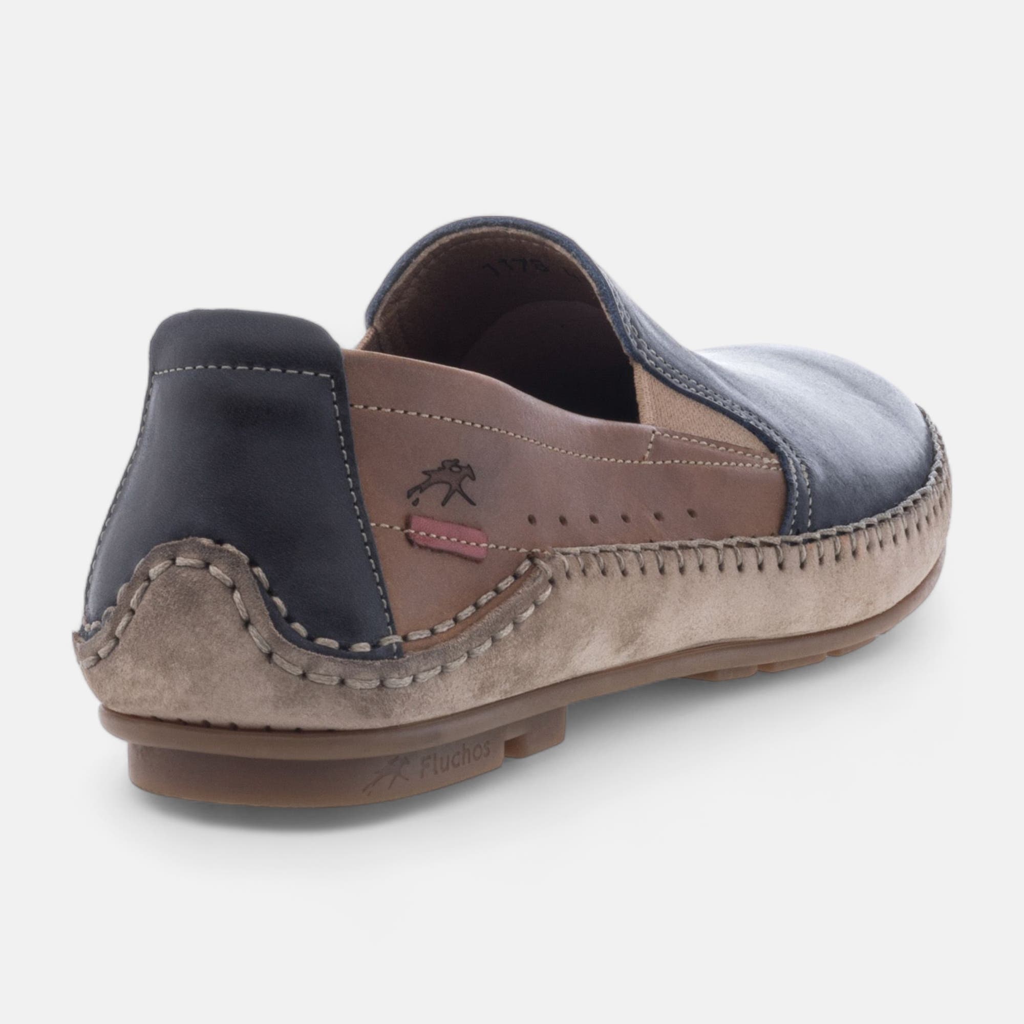 Mocassins pieds sensibles Homme en cuir bleu marine