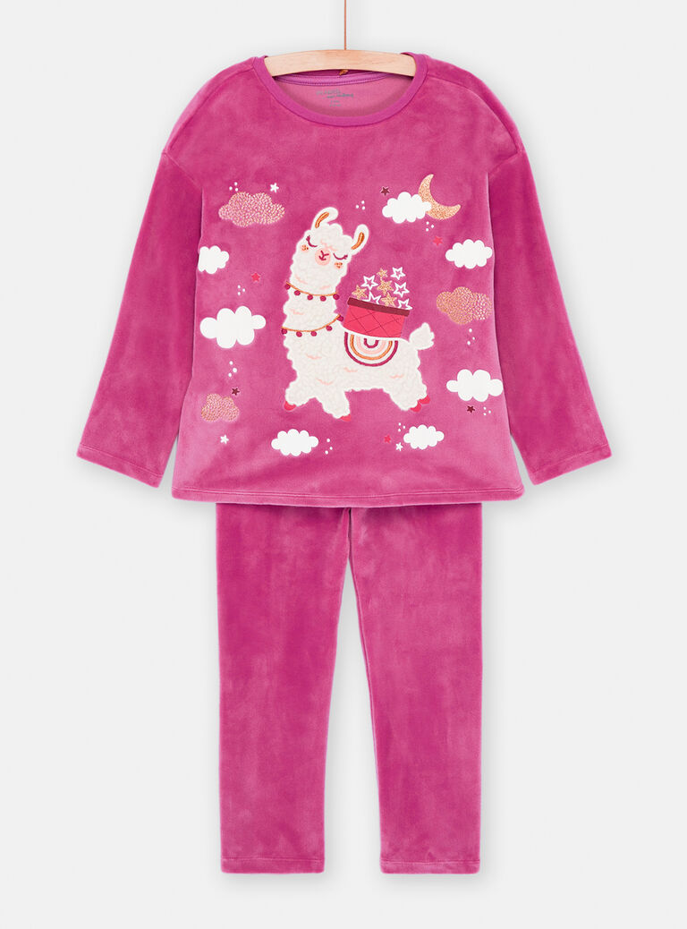 Pyjama rose animation lama pour enfant fille