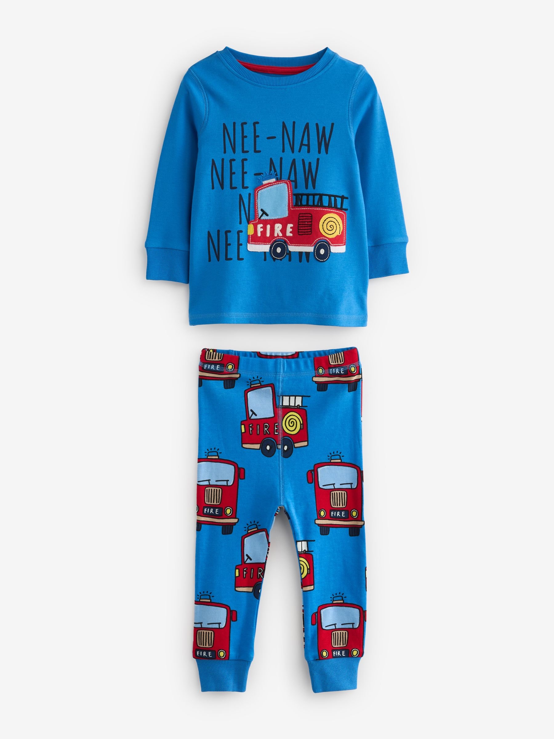 Rood/blauw met hulpvoertuigenprint - Mini Knusse Pyjama's 3 Set (9mnd-10jr)