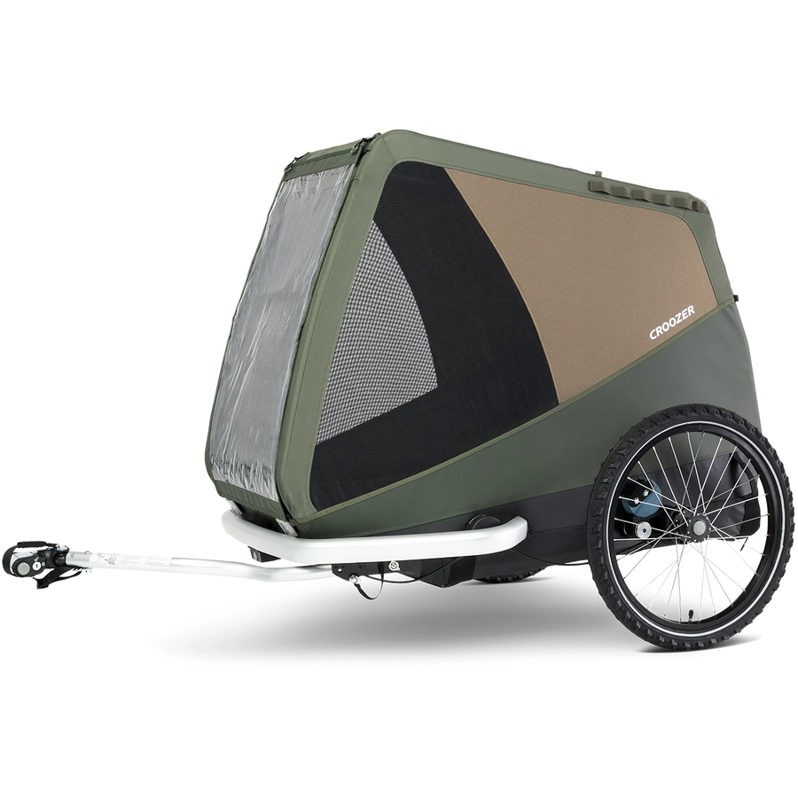CROOZER Hundefahrradanhänger Dog Tammo Moss green inklusive Hundebett Asphalt grey