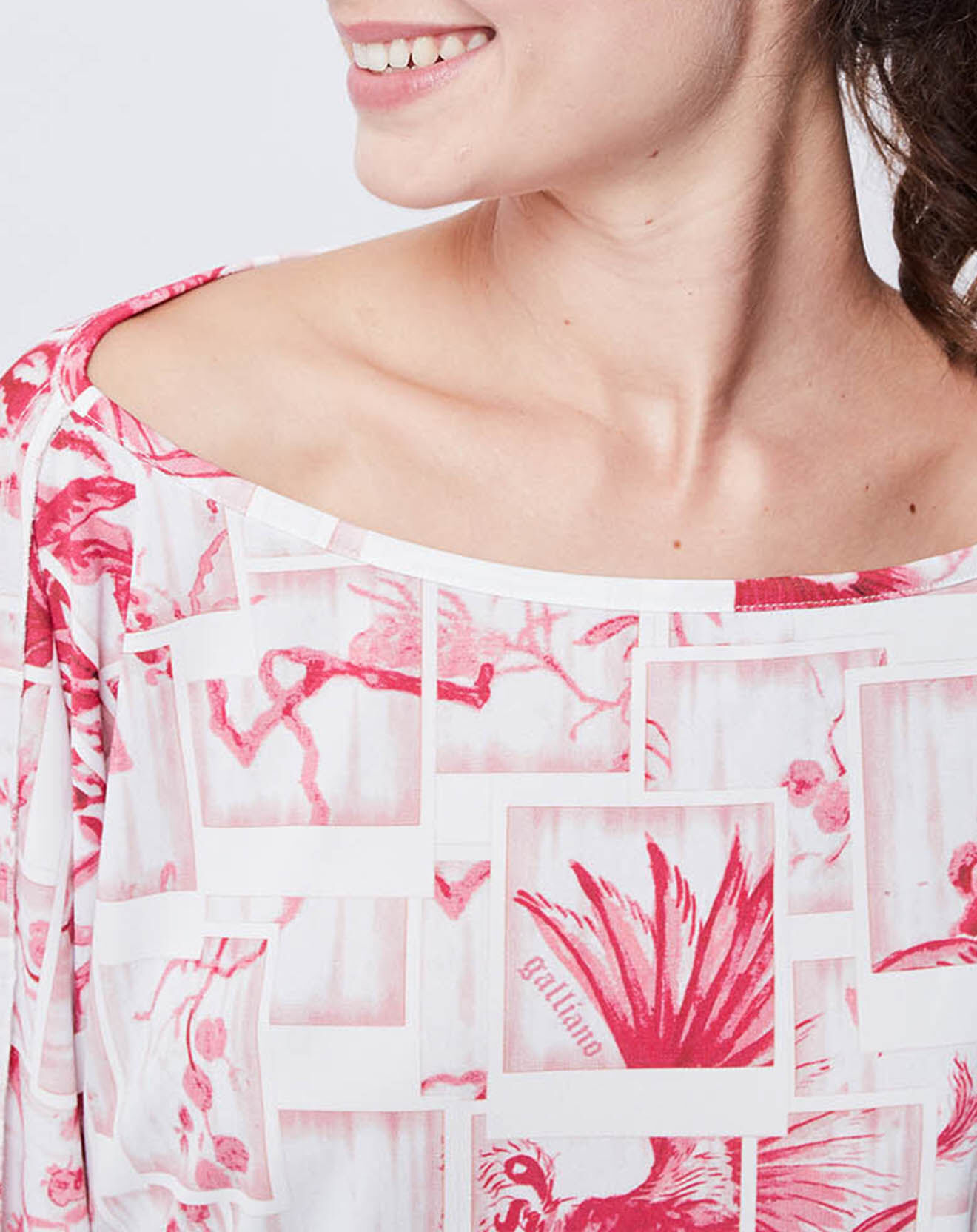 John Galliano Blouse imprimée rose/blanc