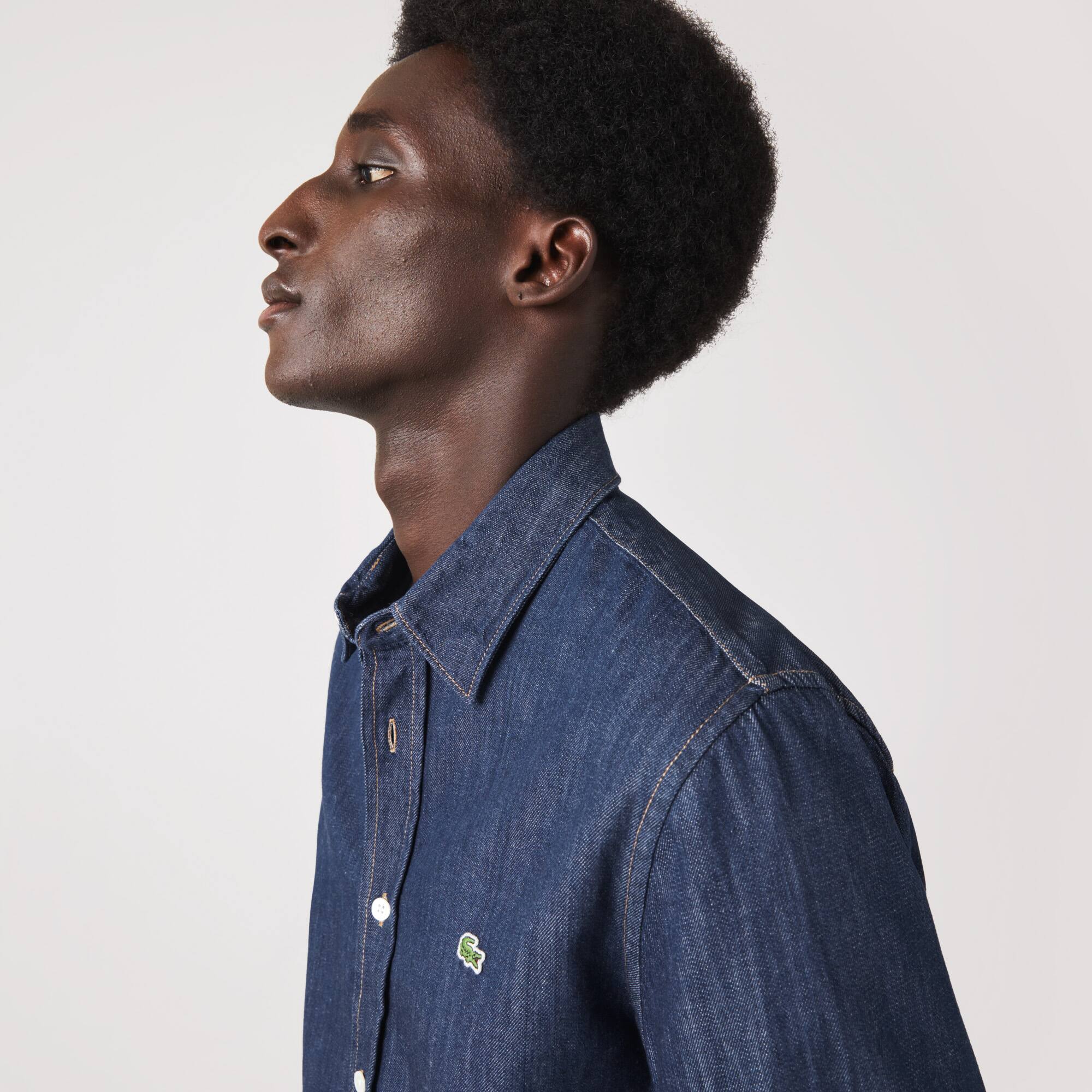 Herren LACOSTE Hemd aus Bio-Denim-Baumwolle Lange Armel - Blau - Lacoste - Herren