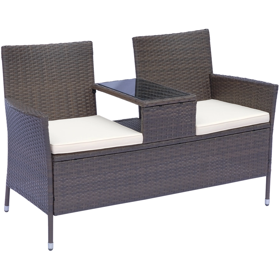 Outsunny Polyrattan Gartenbank braun