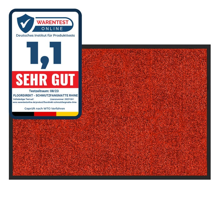 Deurmat Rijn - Unicolor - Vuilvangmat voor binnen & buiten - Rood / 90 x 120 cm