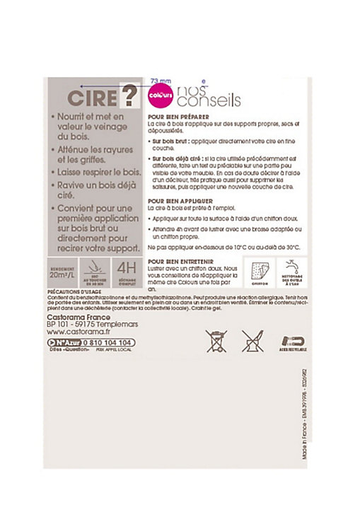 Cire pate merisier bourrit et protège meubles et objets Colours 500 gr