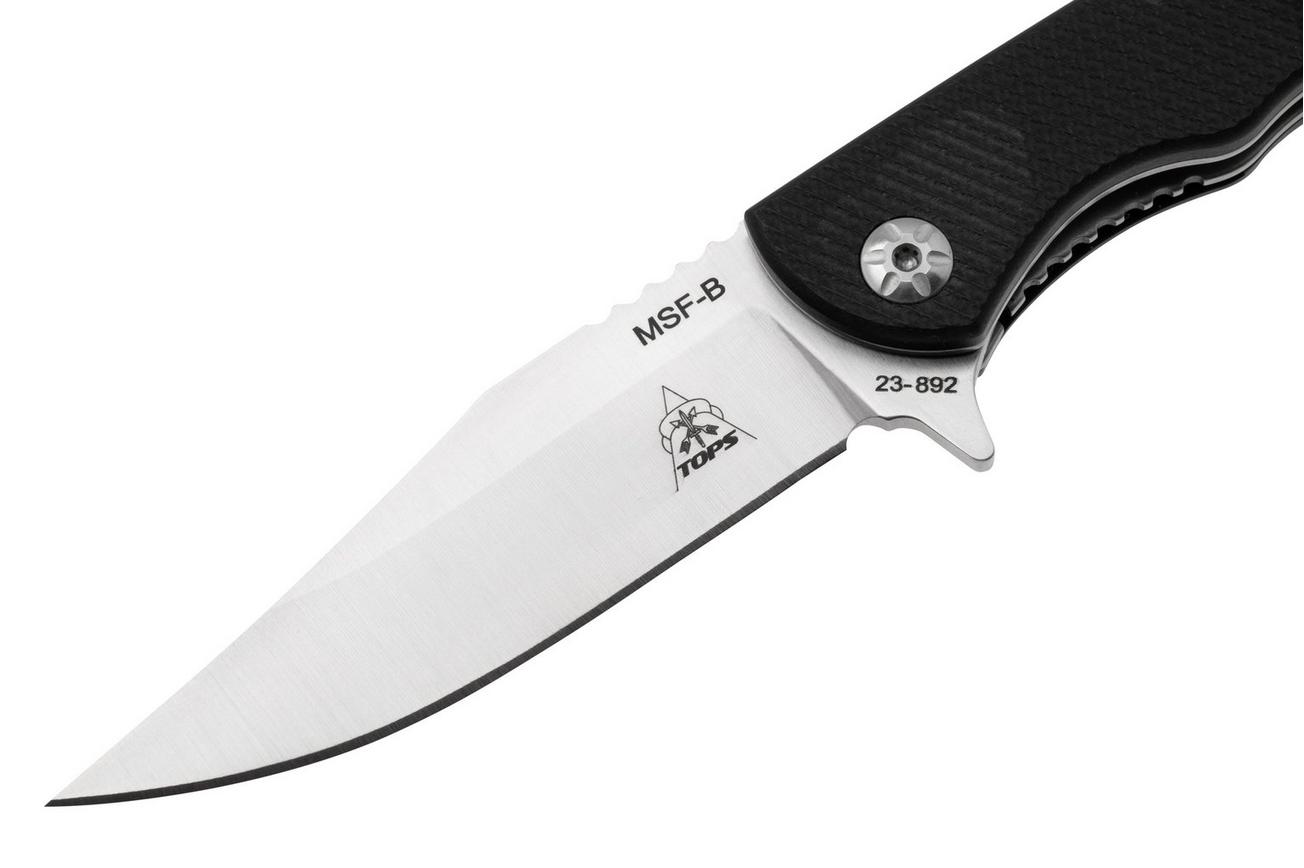 TOPS Knives Mini Scandi Folder MSF-B, Satin Elmax, Black G10, zakmes