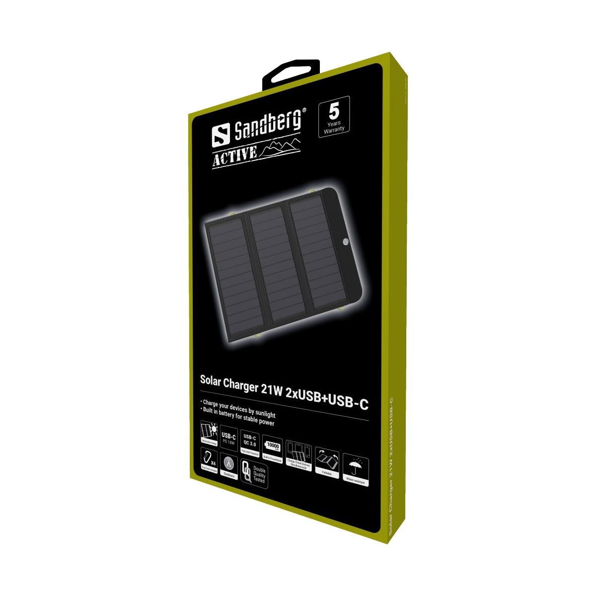 Sandberg Solar 3-panel lader med powerbank
