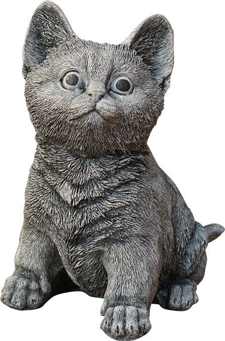 Tuinbeeld kat grijs 12 x 11 x 17 cm