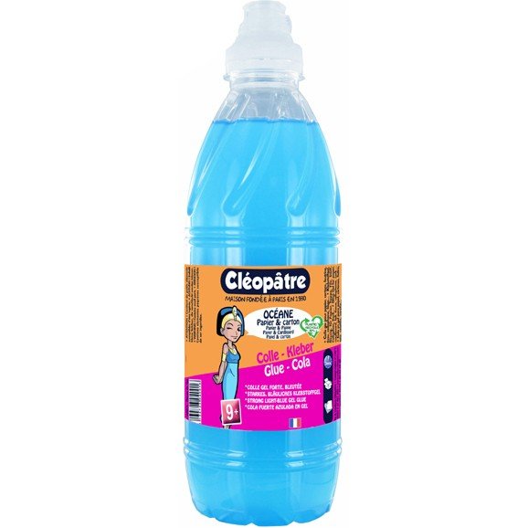 Colle oceane cleopatre sans solvant papier carton bouchon pinceau coloris bleu flacon   de 1kg