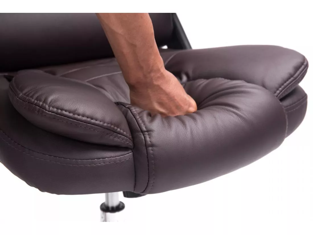 Chaise de bureau - Similicuir & Métal chromé - Marron - Thor