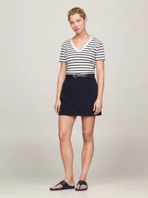 Camiseta Slim Fit com Decote em V e Textura Canelada
