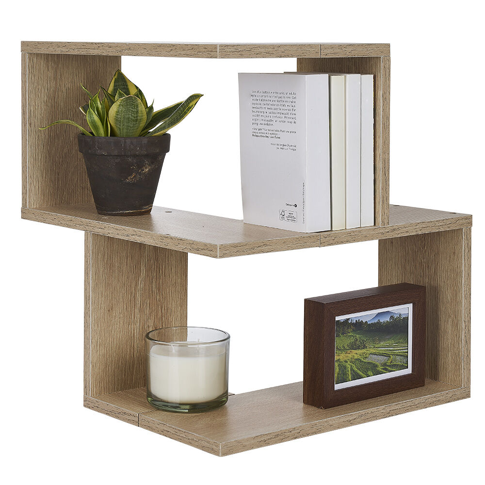 Etagère double spécial angle couleur chêne