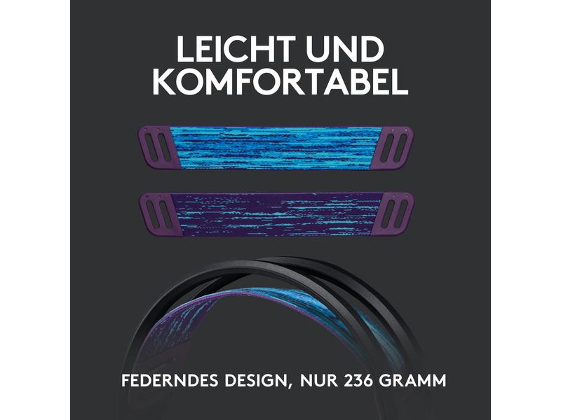 Logitech Headset G535 Lightspeed Gaming Blau/Schwarz Kabelloses Over-Ear-Headset mit Surround-Sound und weichem Ohrpolster