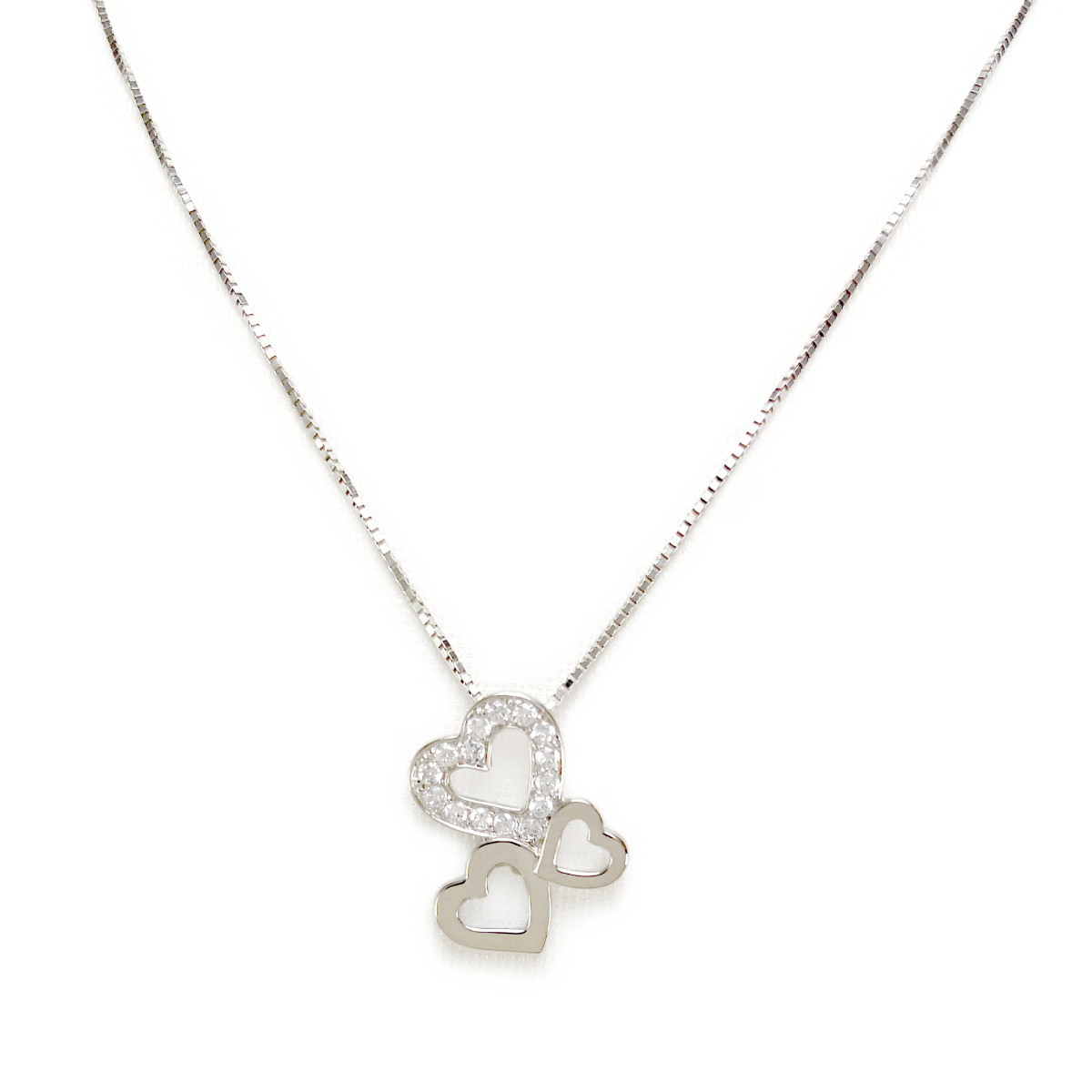 Collier d'occasion or 375 blanc zirconias 38 cm