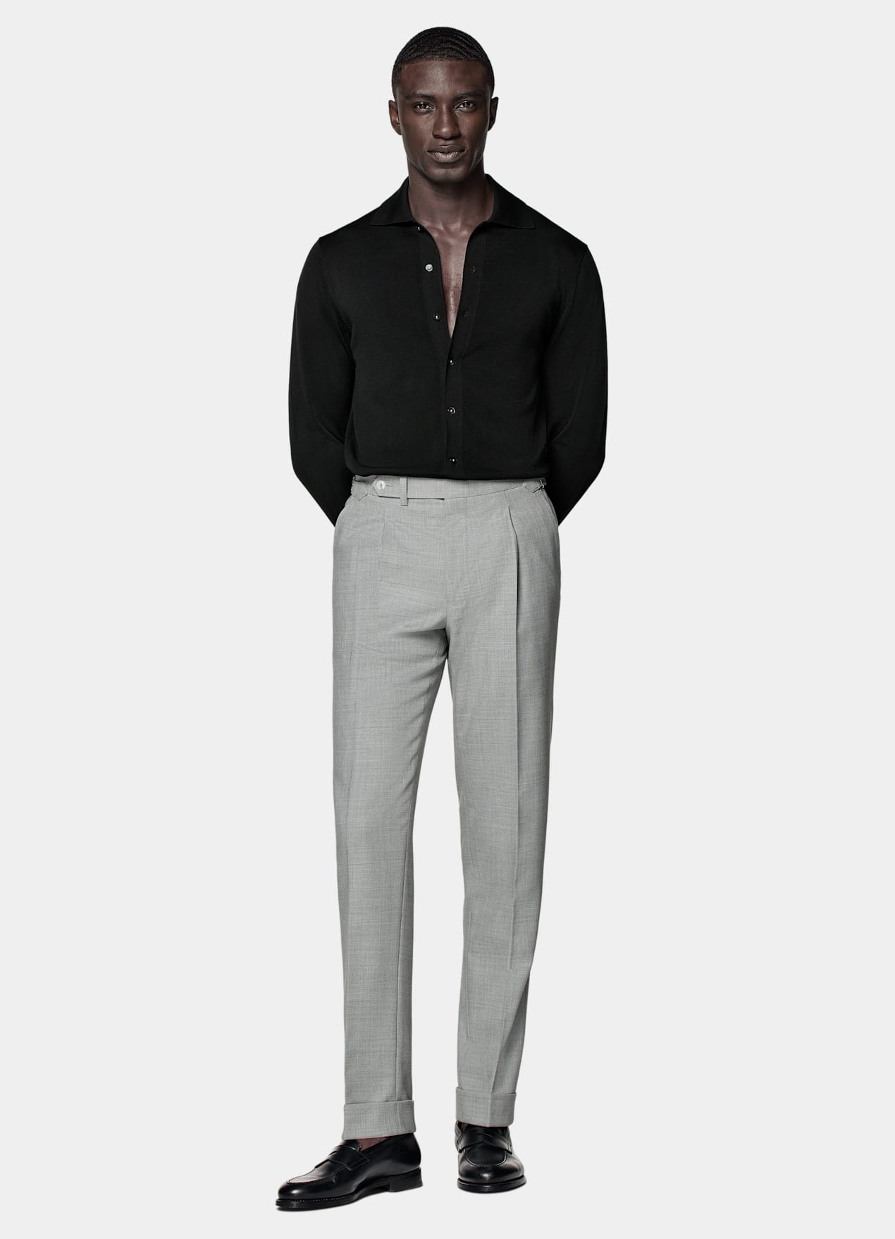 Pantalon Slim Leg Tapered gris clair