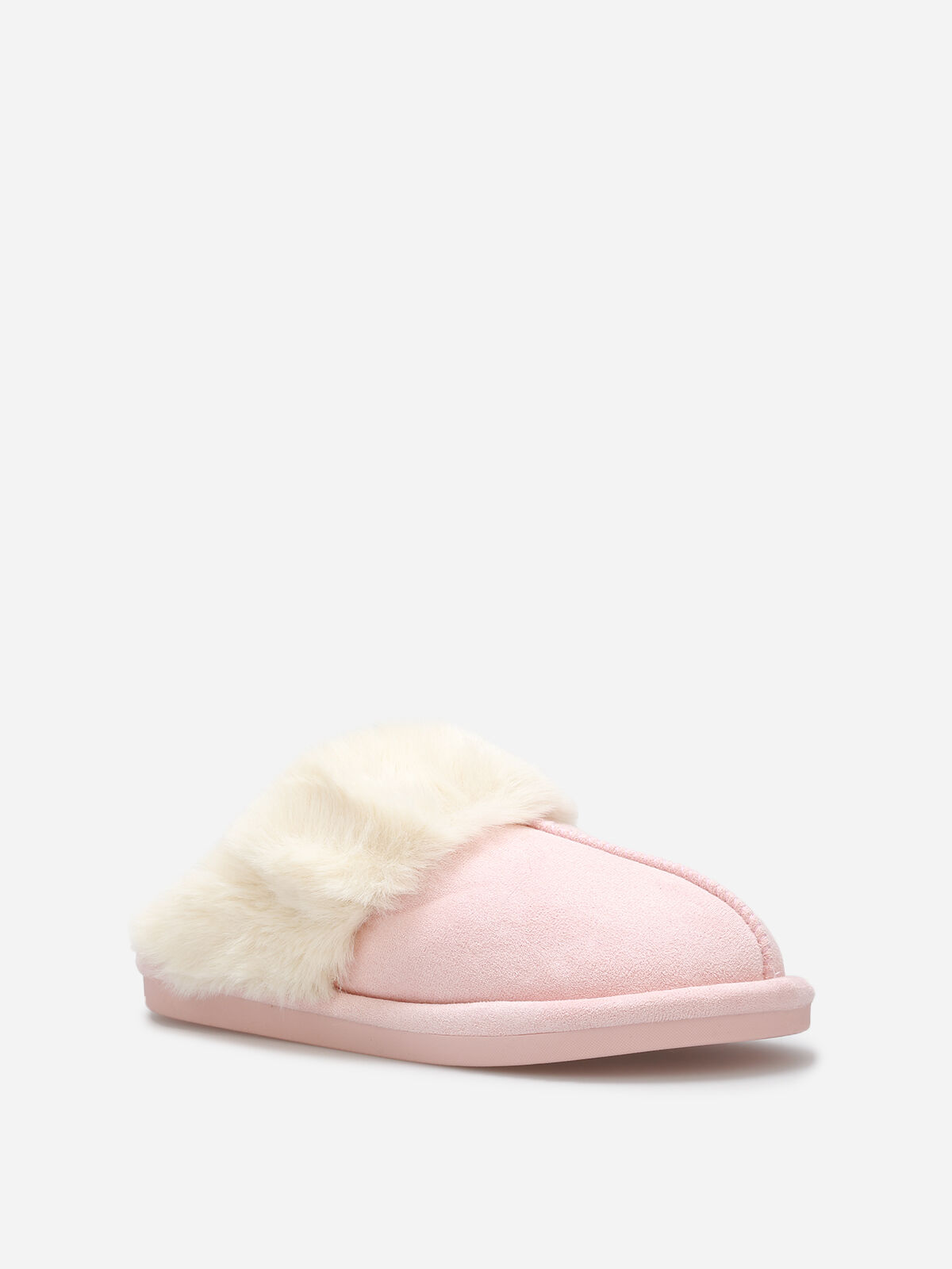 Chaussons en suédine fourrés- Rose