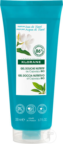 Klorane Cupuaçu Bio Gel Douche Nutritif À L' Eau De Tiaré Nettoie & Hydrate 200ml
