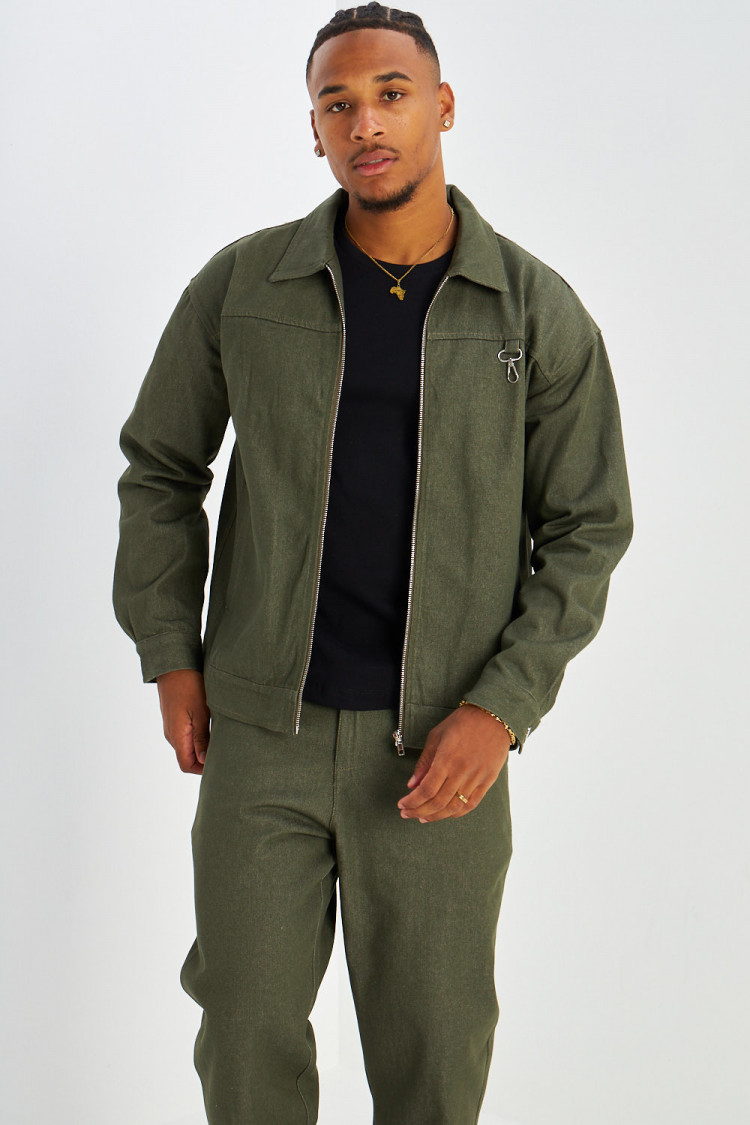 Ensemble 2 pièces veste zippé + pantalon kaki