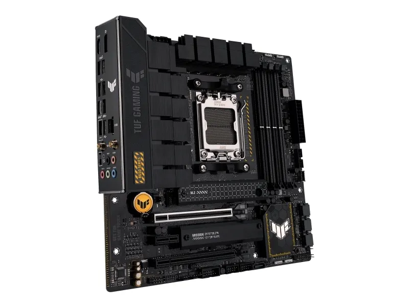 [OUTLET] - ASUS TUF Gaming B650M-Plus WIFI - Bundkort - micro ATX - Socket AM5 - AMD B650 Chipset - USB-C 3.2 Gen 2x2, USB 3.1 Gen 2, USB 3.2 Gen 2, USB-C 3.2 Gen 1 - 2.5 Gigabit LAN, Bluetooth - onboard grafik (CPU påkrævet) - HD Audio (8-kanaler)