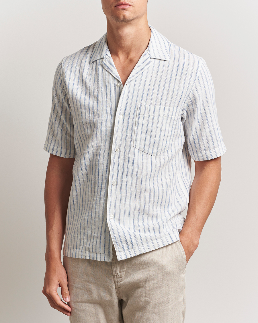 Samsøe Samsøe Oscar Striped Short Sleeve Shirt Clear Cream