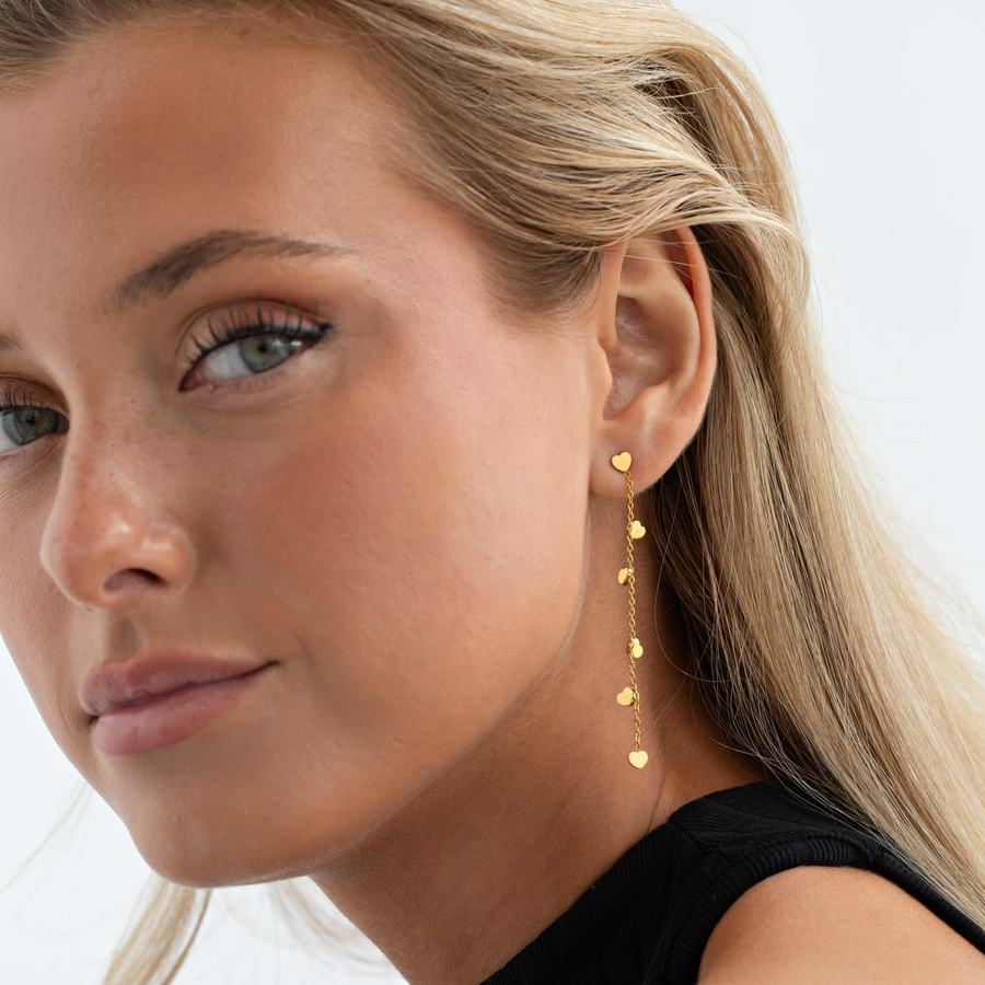 Timi Of Sweden Solana Heart Chain Stud Earrings Stainless Steel