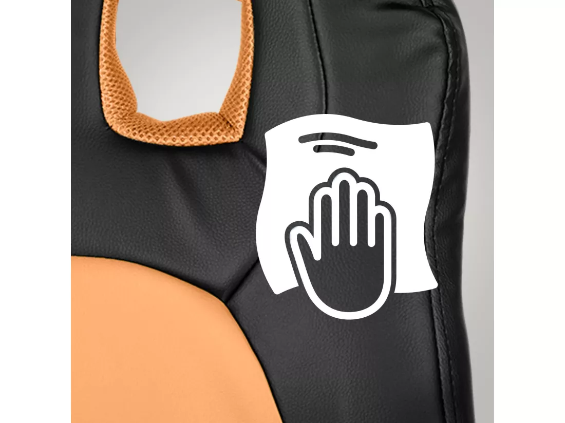 Fauteuil de bureau - Similicuir & Plastique - Noir / Orange - Fun