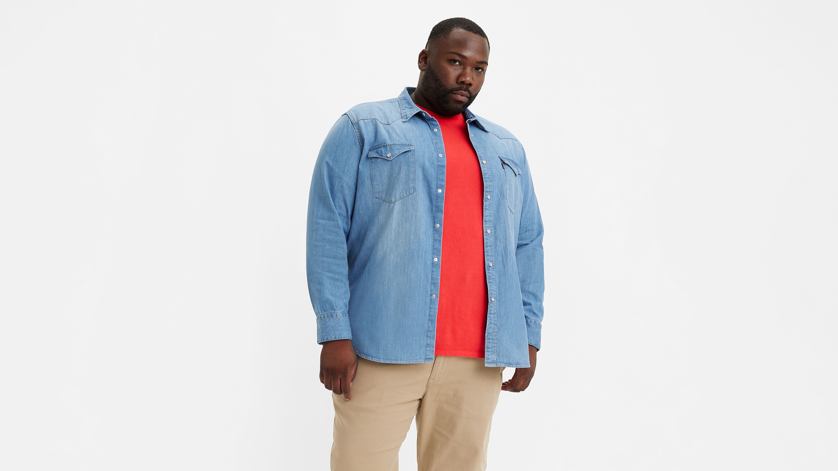 Chemise Western Barstow (grandes tailles) - Indigo Stonewash - Bleu