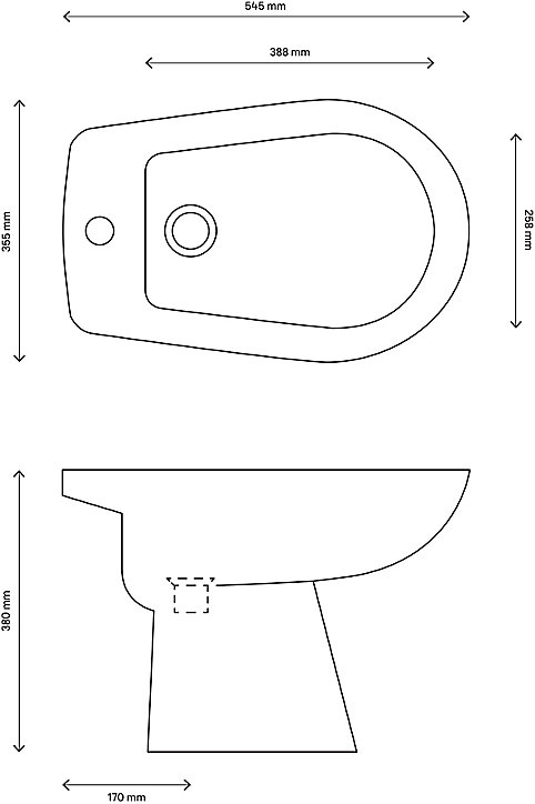 Bidet à poser, H.38 x l.35,5 cm, blanc, GoodHome Baciu