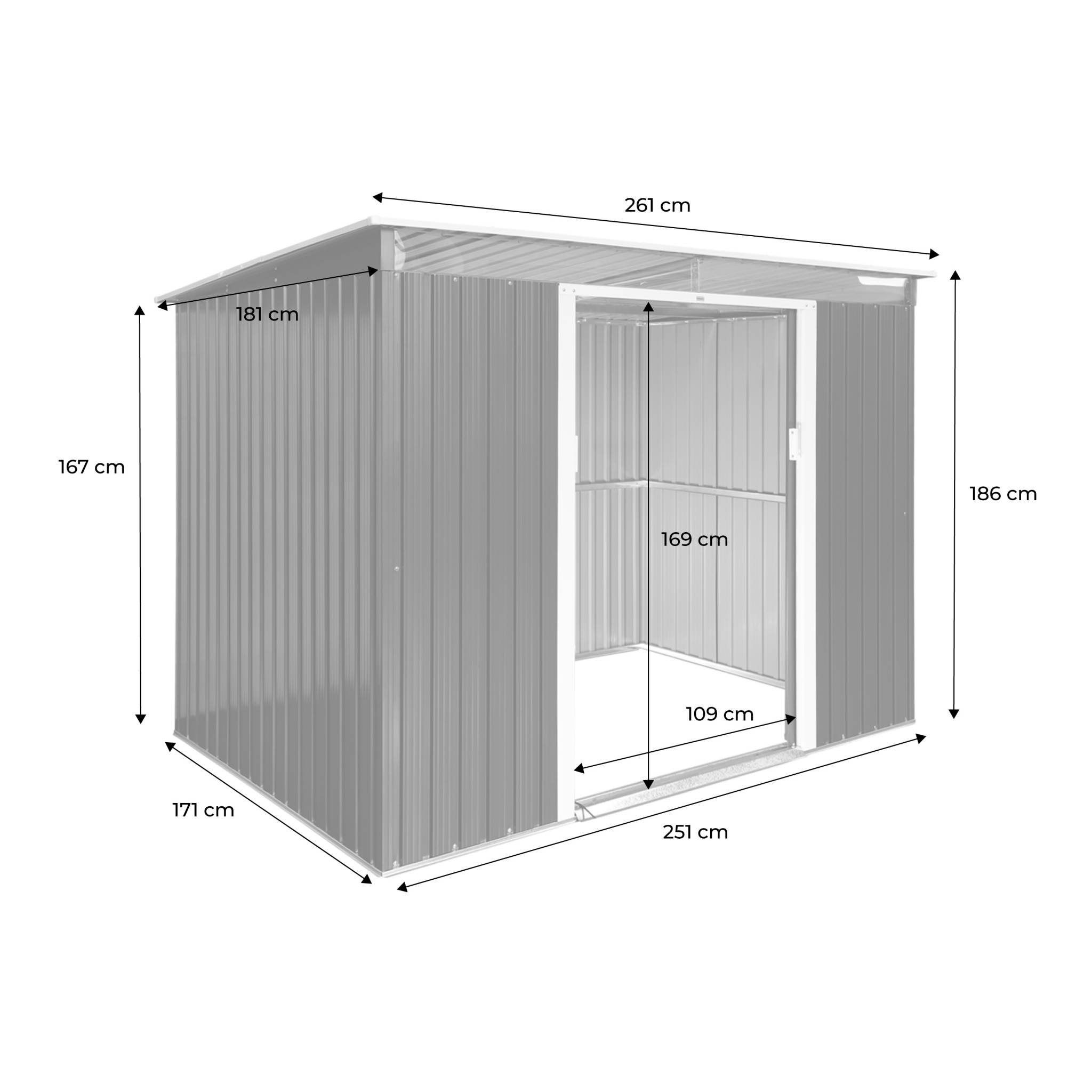 Abri de jardin en métal couleur anthracite 4.85m2 avec puits de lumière - audomarois-