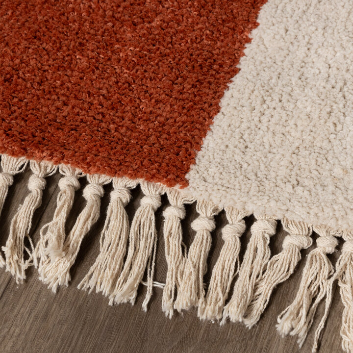 Checkerboard vloerkleed - Blox Fringe Terra