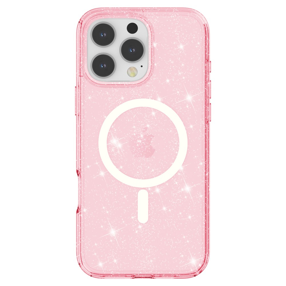 iPhone 16 Pro Max MagSafe Hybrid Hardcase Schutzhülle im Glitzer Design - Pink / Transparent