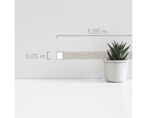 Rand 30299-1 Alleen Randen 9 zelfklevend bloemenrank satijn beige 5 m x 5 cm