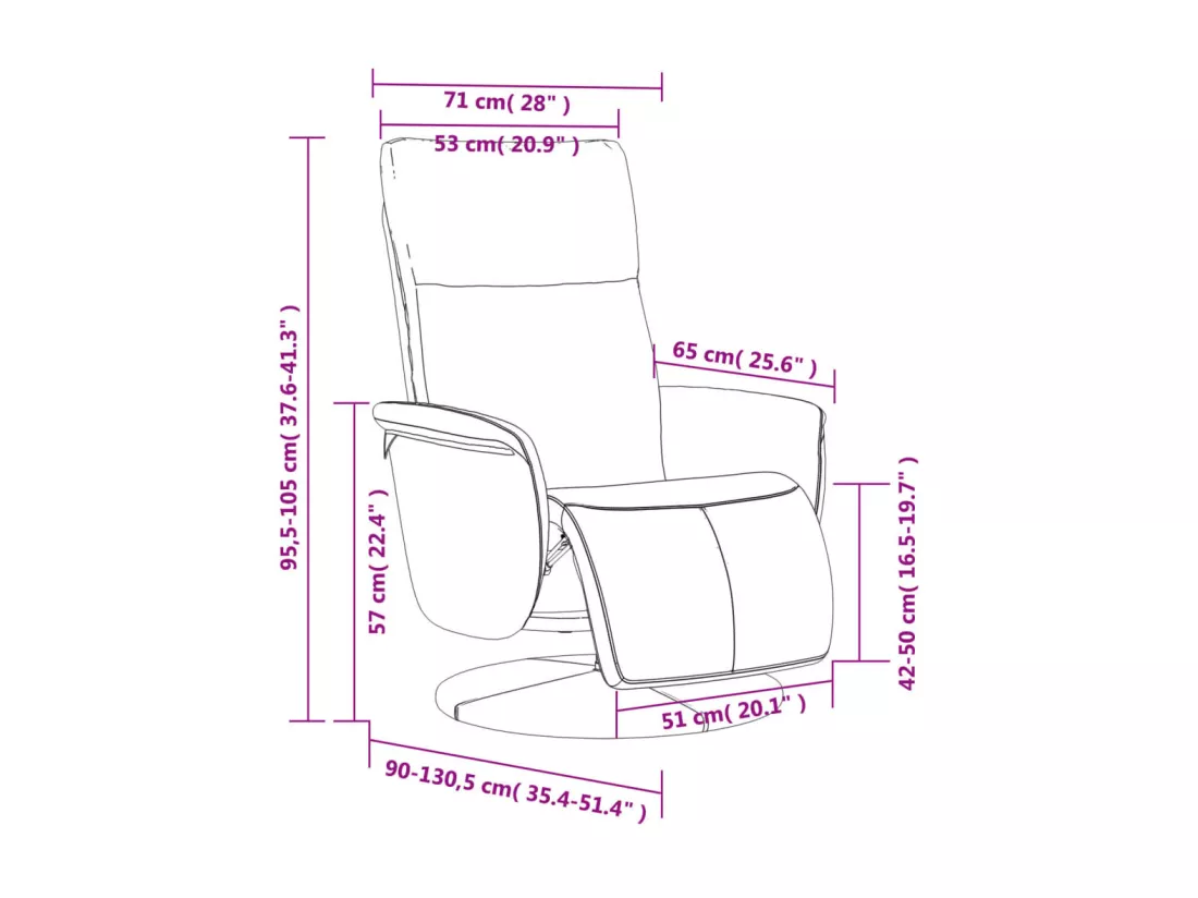 Fauteuil inclinable avec repose-pieds crème similicuir