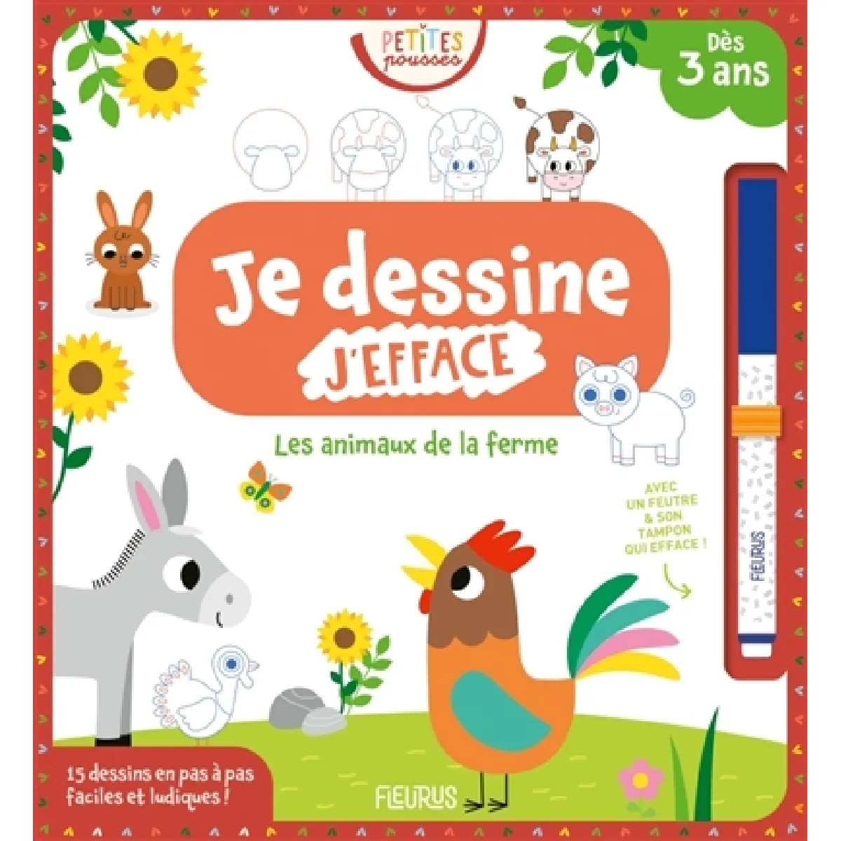 Les animaux de la ferme : je dessine, j'efface