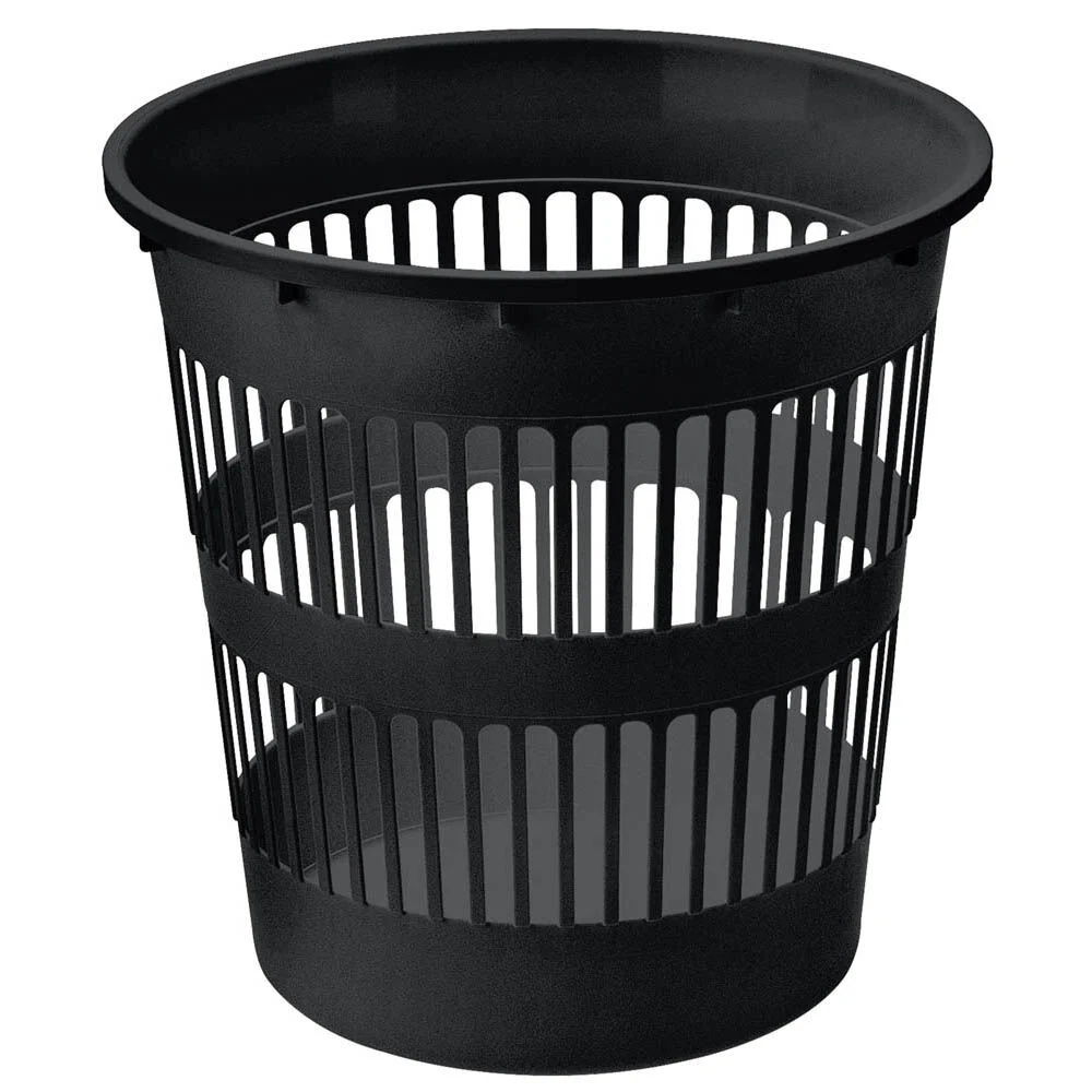 Corbeille à papier ajourée noire 12L