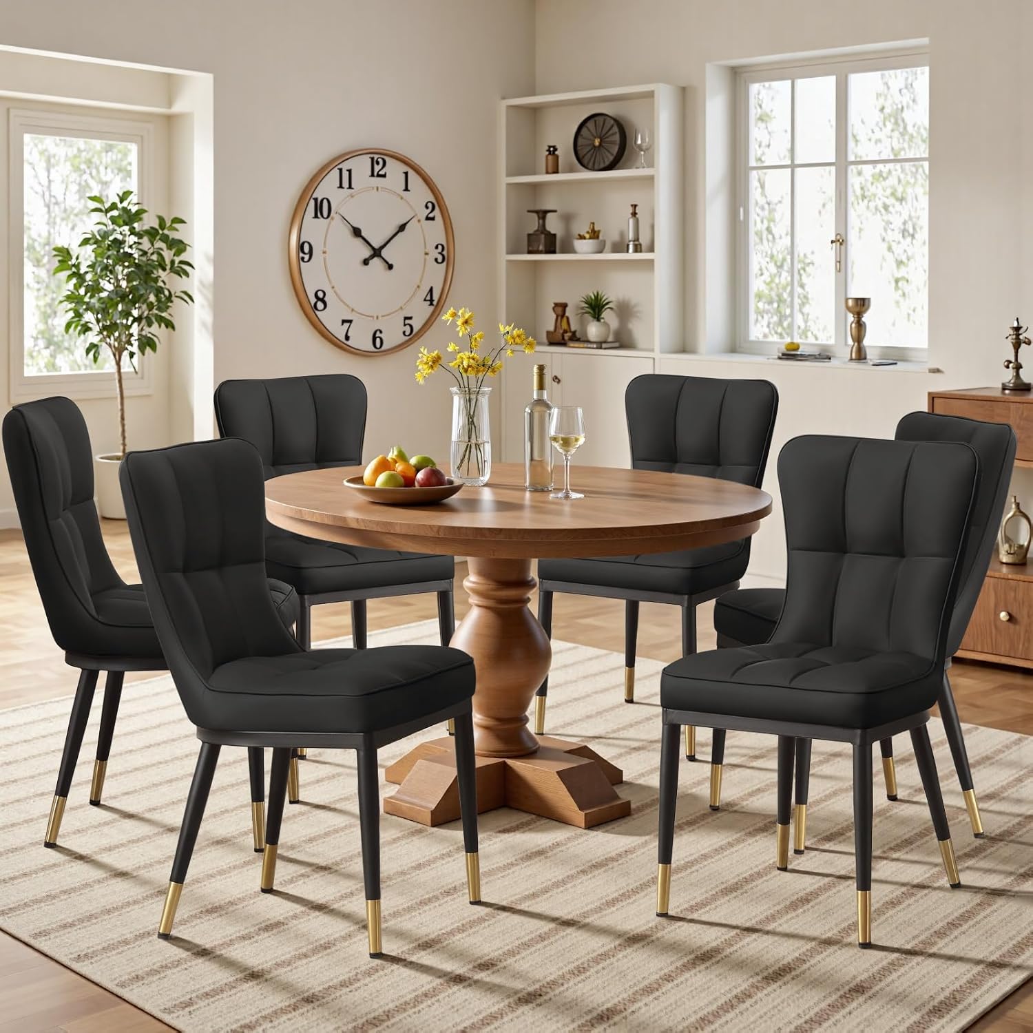 Bekrvio 200KG Belastbar Esszimmerstühle 2Er Set, Kunstleder Stühle Esszimmer（8cm dick）, Einteiliger Metallbeinen Küchenstühle Mit Lehne, Leichter Luxus-Polsterstuhl Fü Küche Esszimmer Wohnzimmer