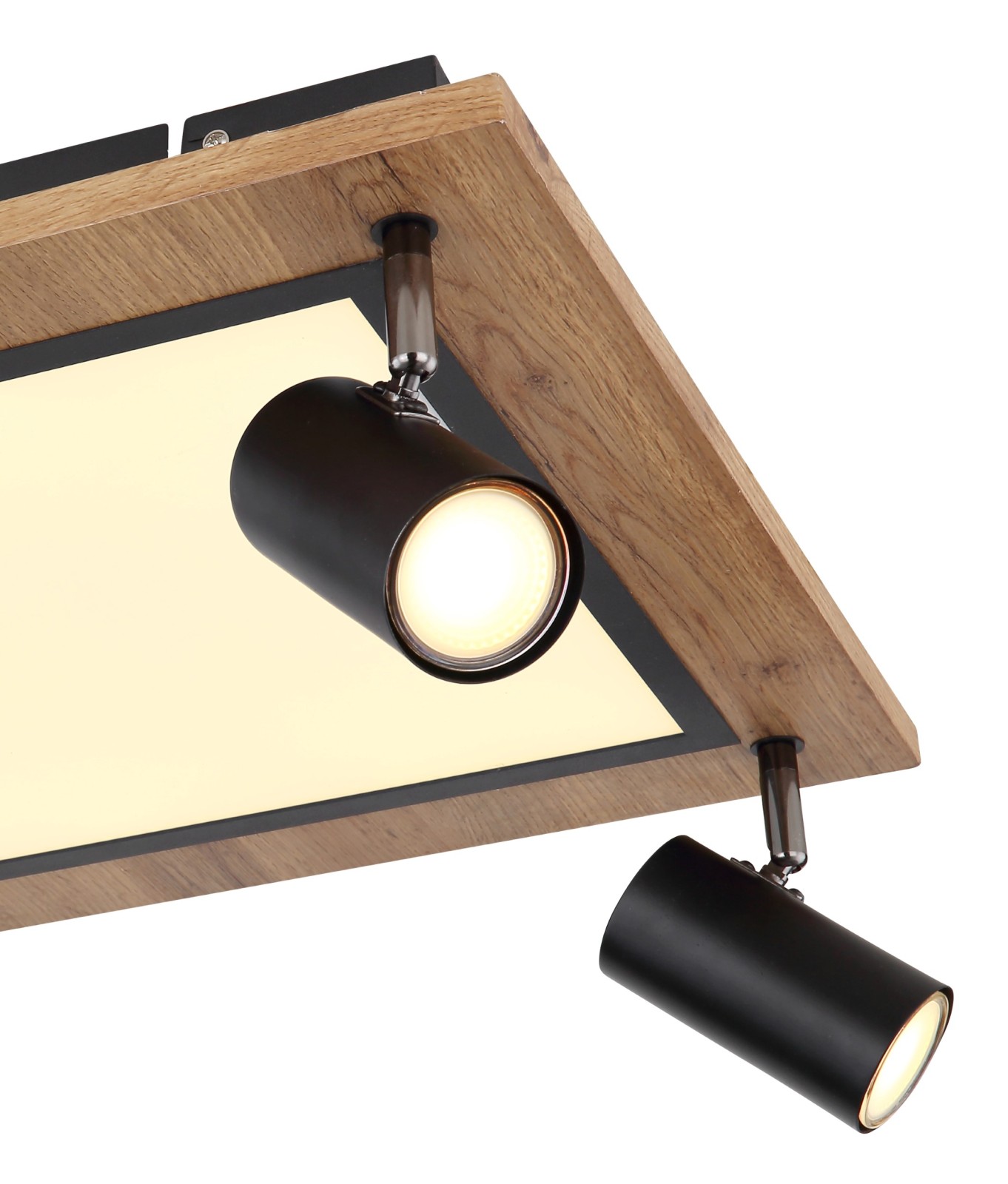LED-Deckenleuchte - schwarz matt - Holzoptik
