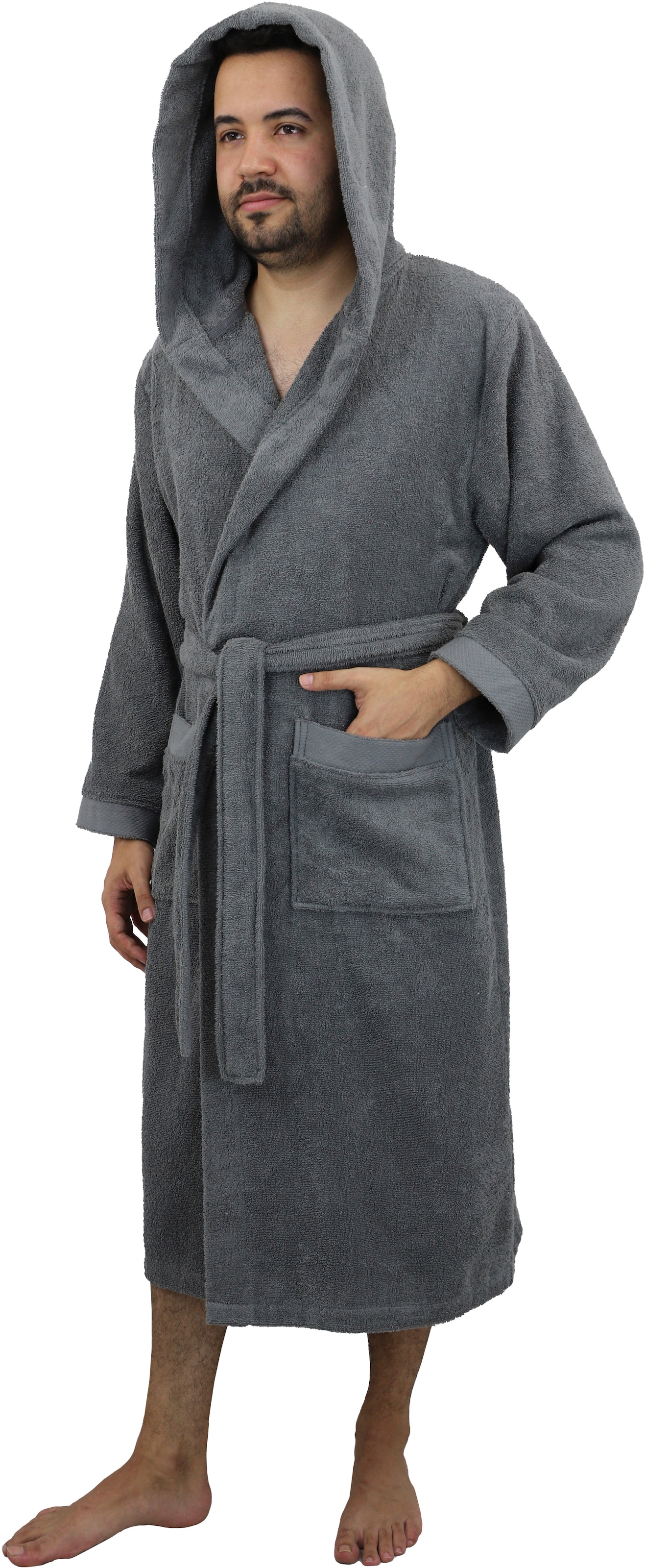 my home Unisex-Bademantel »Tailles, ideal für Sauna & Spa, Hotelbademantel, Morgenmantel«, 1 Stk. langer Bademantel für Damen und Herren, 100% Baumwolle, XS-3XL