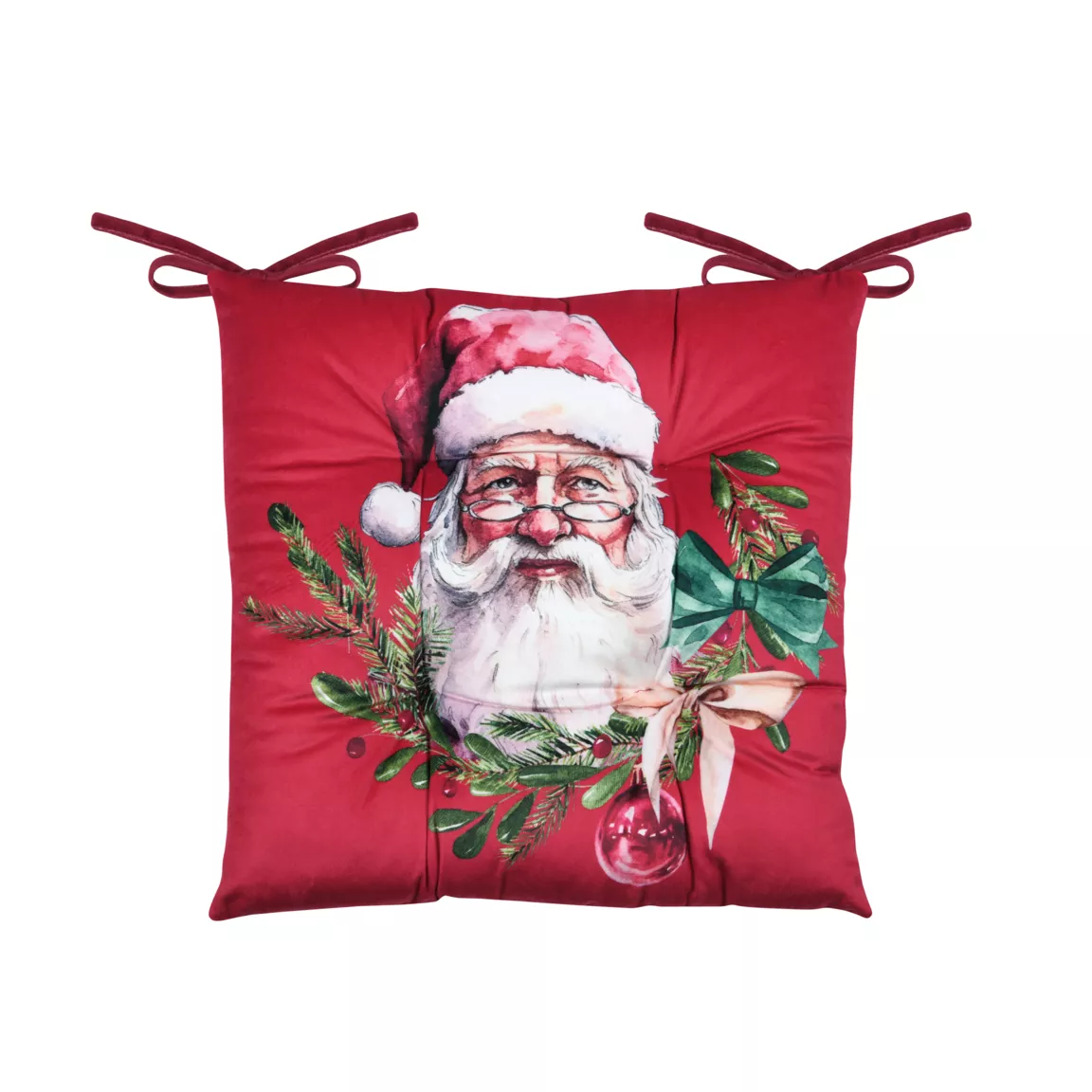 Coussin de chaise Noël carré velours (38 x 38 cm) Harold Rouge