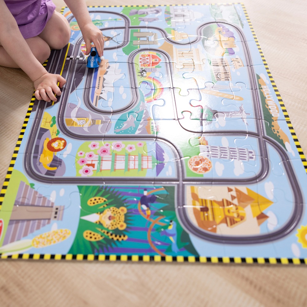 Melissa & Doug 48-teiliges Rennbahn-Bodenpuzzle