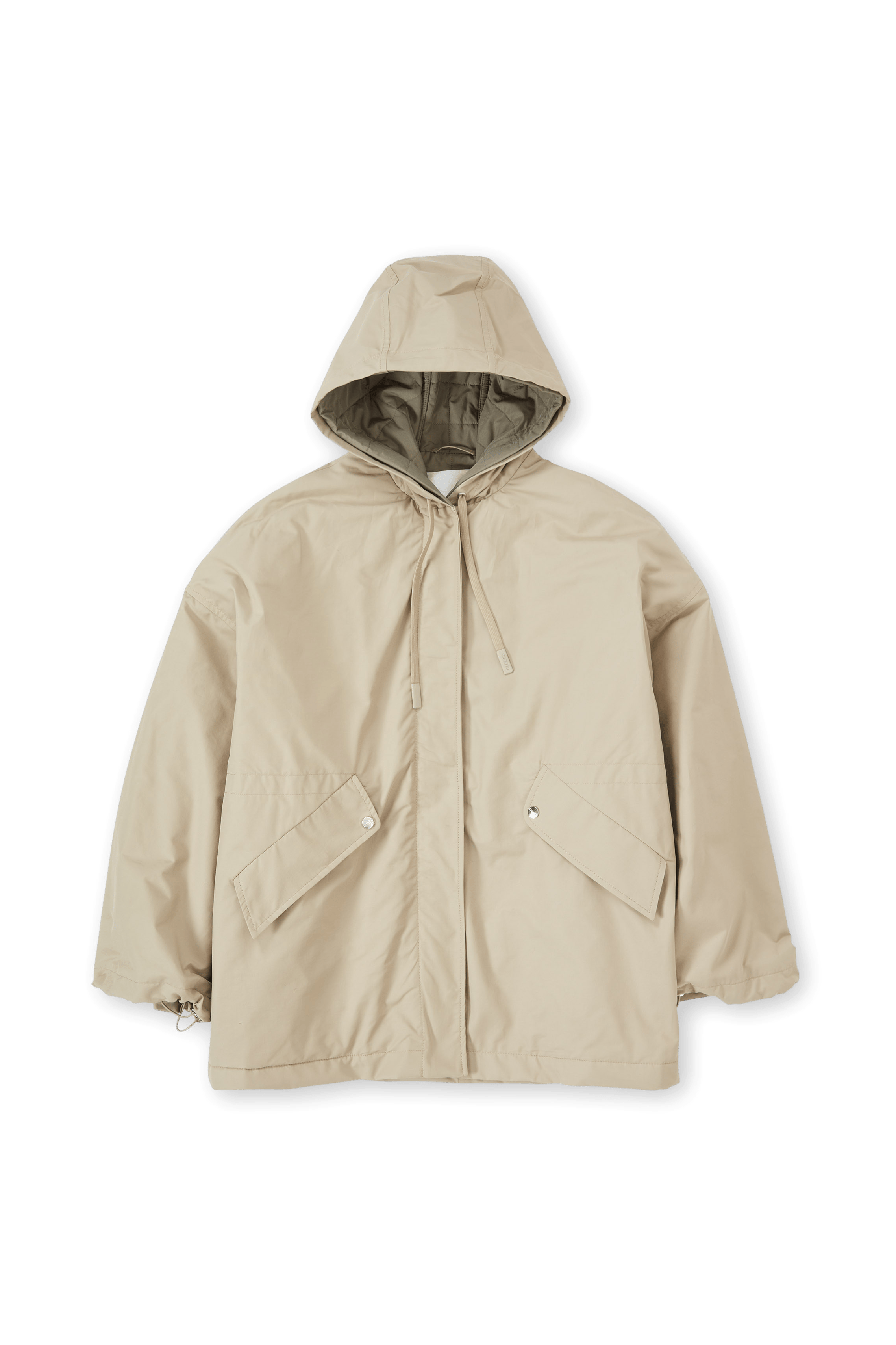 Parka ample à capuche en coton| Kaki