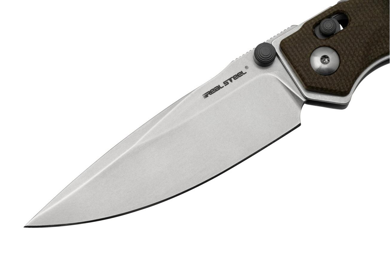 Real Steel Sacra, 7711G Green Micarta, Stonewashed K110 zakmes
