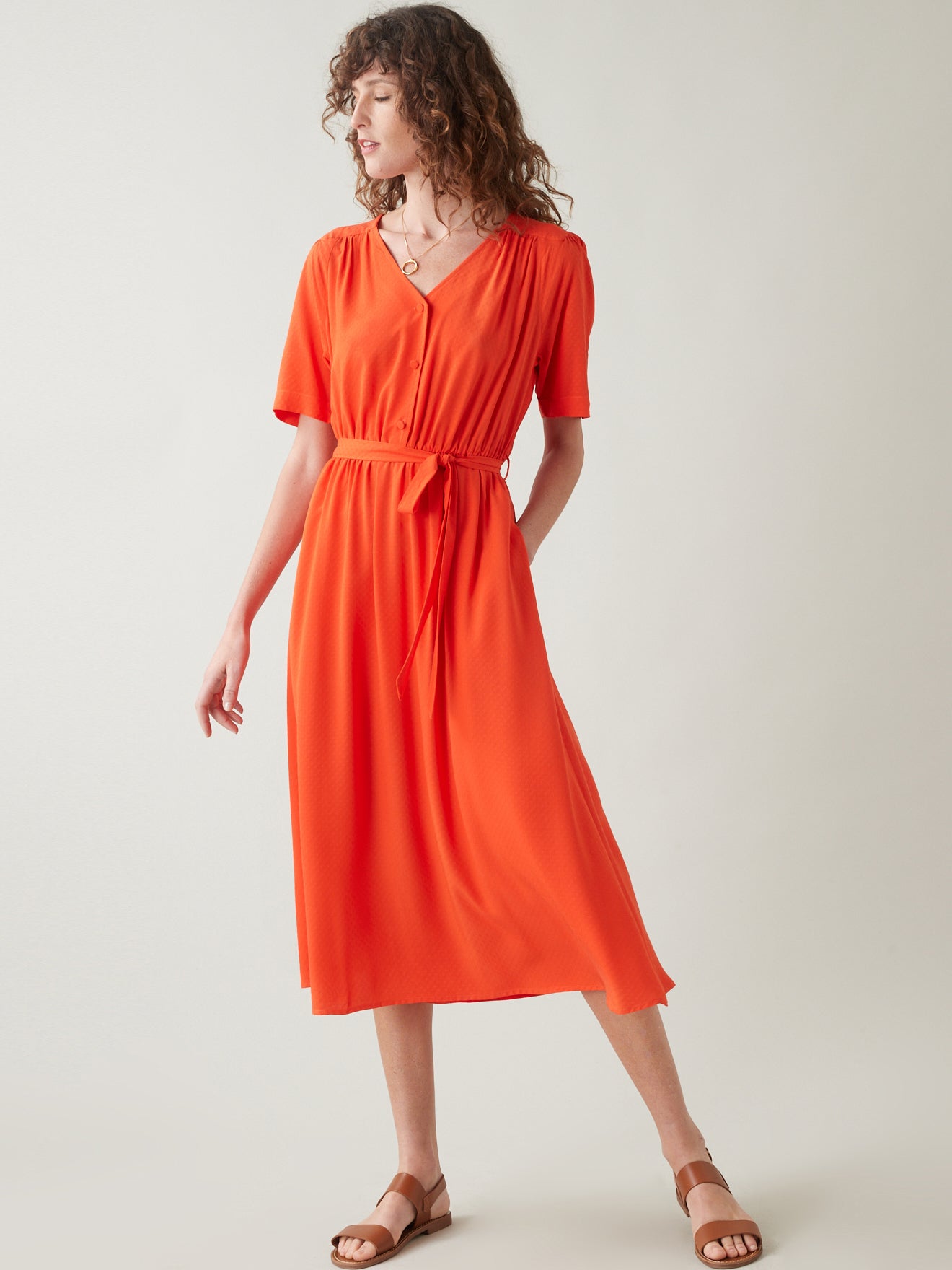 Robe mi-longue femme en viscose dobby